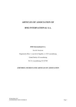 ARTICLES OF ASSOCIATION OF RM2 INTERNATIONAL S.A.