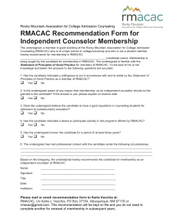 RMACAC Recommendation Form for Independent Counselor
