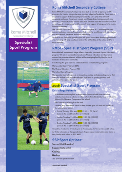 Specialist Sport Brochure - Roma Mitchell Secondary College