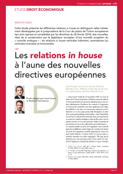 Les relations in house Ã  l`aune des nouvelles directives europÃ©ennes