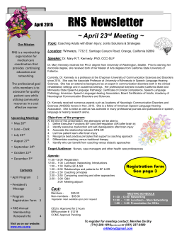 April 23rd Meeting - Rehabilitation Nurses Society