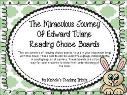 The Miraculous Journey Of Edward Tulane Reading Choice Boards