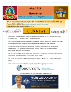 May 2015 Newsletter - Rockhampton Bowls Club