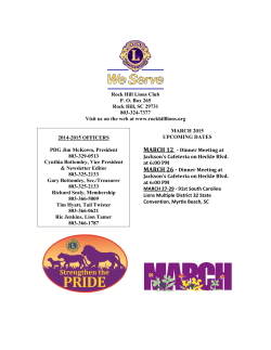 March 2015 Newsletter - Rock Hill Lions Club