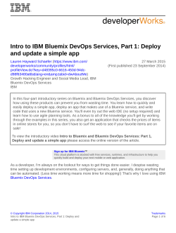 Intro to IBM Bluemix DevOps Services, Part 1: Deploy and update a