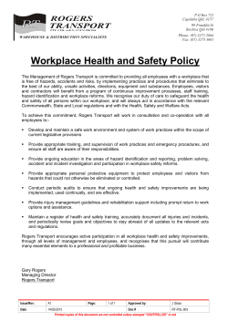Workplace Health and Safety Policy