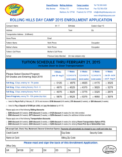 rolling hills day camp 2015 enrollment application tuition schedule
