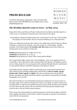 Press Release The Brodsky Quartet 19 May 2015