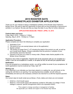 2015 ROOSTER DAYS MARKETPLACE EXHIBITOR APPLICATION