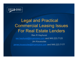 Legal and Practical Commercial Leasing Issues For Real Estate