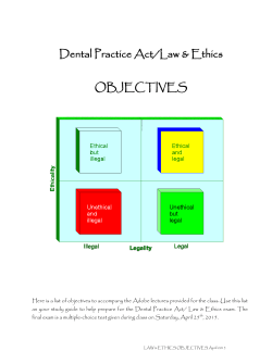Dental Practice Act/Law & Ethics OBJECTIVES