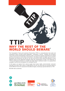 TTIP - Why the Rest of the World Should Be Beware