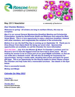 May 2015 Newsletter - Roscoe Area Chamber of Commerce