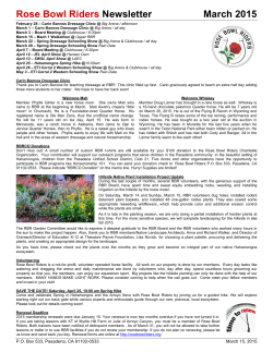 Rose Bowl Riders Newsletter March 2015