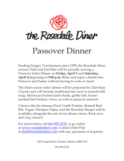 Passover Dinner - The Rosedale Diner