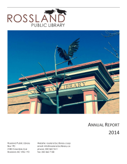 Annual Report 2014 - Rossland Public Library