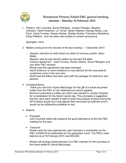 P & C Minutes Feb 16 2015 - Rossmoyne Primary School