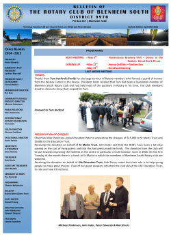 Bulletin April 28th 2015 - The Rotary Club of Blenheim South