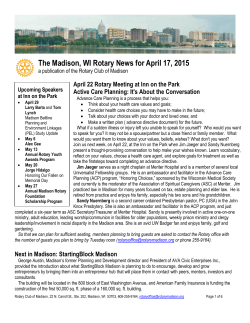 The Madison, WI Rotary News for April 17, 2015