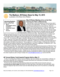 The Madison, WI Rotary News for May 15, 2015