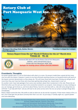 Bulletin 31st March 2015 - Rotary Club Port Macquarie West