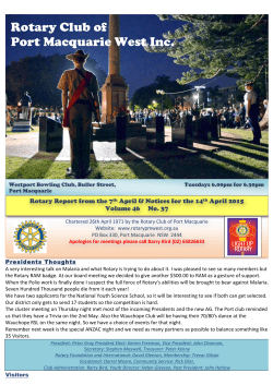 Bulletin 14th April 2015 - Rotary Club Port Macquarie West
