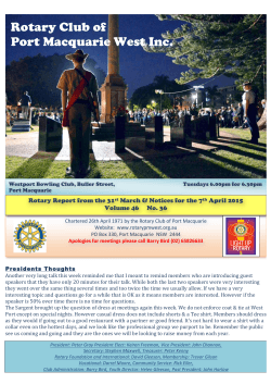 Bulletin 7th April 2015 - Rotary Club Port Macquarie West