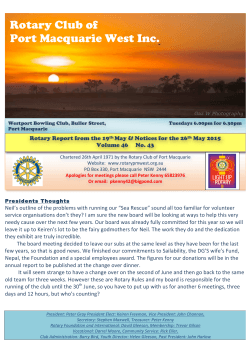 Bulletin 26th May 2015 - Rotary Club Port Macquarie West
