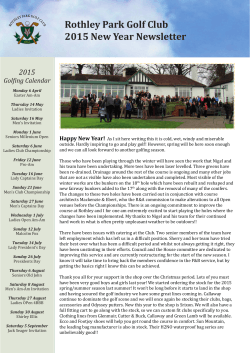 Rothley Park Golf Club 2015 New Year Newsletter