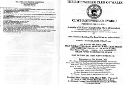 THE ROTTWEILER CLUB OF WALES CLWB ROTTWEILER CYMRU