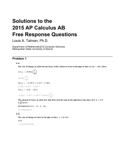 Solutions to the 2015 AP Calculus AB Free Response