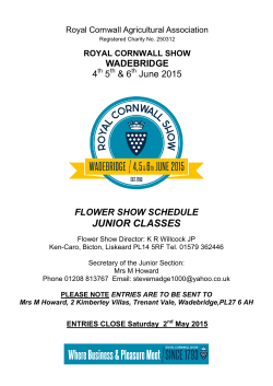 Junior Classes Schedule & Entry Form