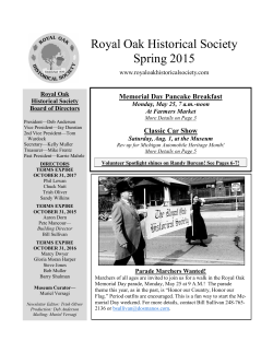Spring 2015, Part 2 - Royal Oak Historical Society