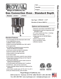 Gas Convection Oven - Standard Depth
