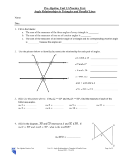 Angle Relationships in Triangles and Parallel Lines