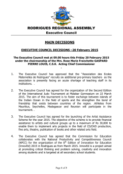 Executive Council Decision 20 February 2015