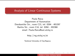Analysis of Linear Continuous Systems