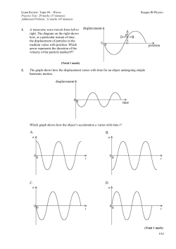 1. A transverse wave travels from left to right. The diagram on the