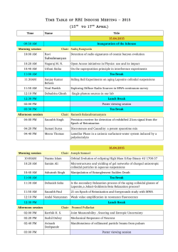 Time Table of RRI Inhouse Meeting â 2015 (15th to 17th April