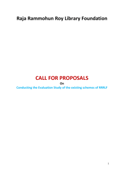 CALL FOR PROPOSALS - Raja Rammohun Roy Library Foundation