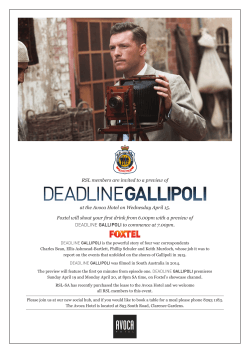 DEADLINE GALLIPOLI - the RSL