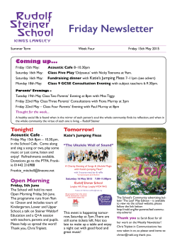Week 4 15th May - Rudolf Steiner School Kings Langley