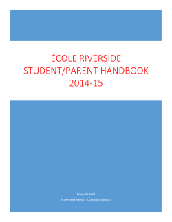 Student-Parent Handbook - Ecole Riverside School