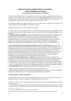 synthÃ¨se du rapport rÃ©alisÃ©e par Jacques DughÃ©ra