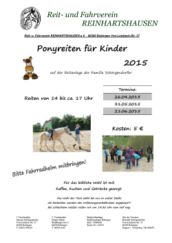 Einladung Ponyreiten - Reit- und Fahrverein Reinhartshausen e. V.