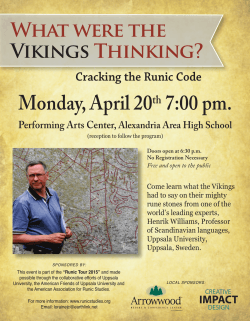 Monday, April 20th 7:00 pm. - American Association for Runic Studies