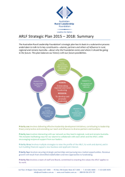 ARLF Strategic Plan Summary - Australian Rural Leadership