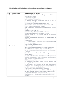 List of Sections and Work allotted to them in Department of Rural