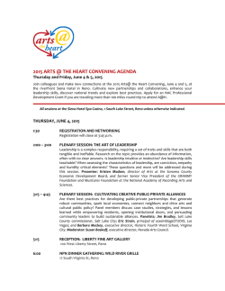 2015 ARTS @ THE HEART CONVENING AGENDA