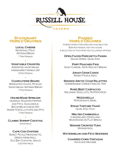 Hors d`Oeuvres Menu - Russell House Tavern